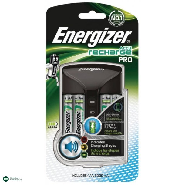 Energizer batterioplader | Pro Charger | Inkl. 4 X AA 2000mAh Energizer Batterier