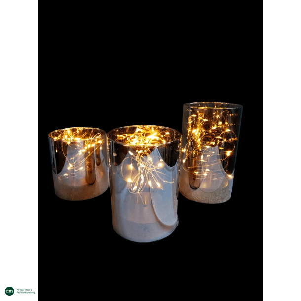 Cylinder glas med hyggelig LED | 3 stk.
