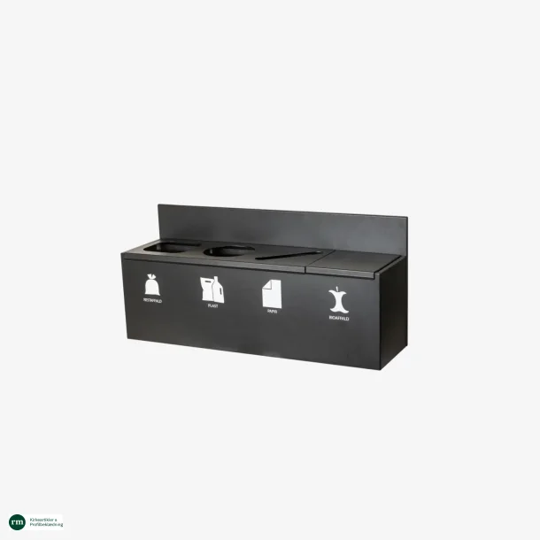 Vghngt Affaldsspande system, 107 x 31,5 x 49,5 cm., 60 ltr., sort, 4-rums, 4 x15 ltr.